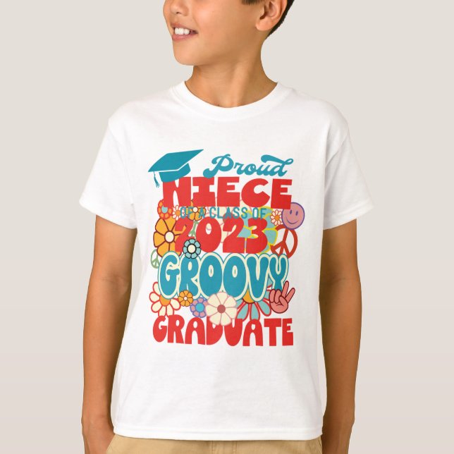 T-shirt Fier NIECE d'une classe de 2023 Graduate Retro (Devant)