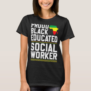T-shirt Fier Noir Éduqué Social Travailleur Fort Noir Pr