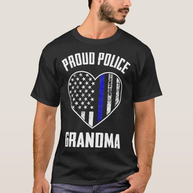T-shirt Fier officier de police Grandma American Flag Thin (Devant)