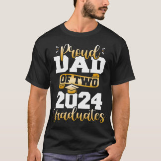 T-shirt Fier Papa De Deux 2024 Diplômés Funny Classe De 24