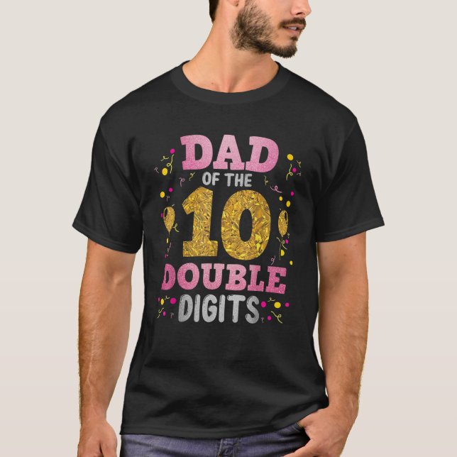 T-shirt Fier Papa Du Double Chiffre 10e Anniversaire Fille (Devant)