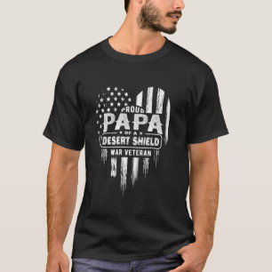 T-shirt Fier Papa Papa Désert Bouclier Guerre Vétérinaire