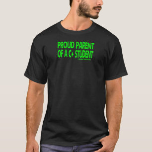 T-shirt Fier parent d'un étudiant en C+ - Texte vert