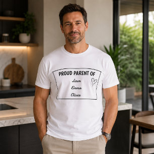 T-shirt Fier Parent Enfant Avec Noms Personnalisés Enfants