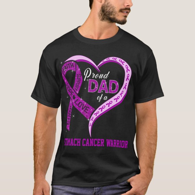 T-shirt Fier Père D'Un Guerrier Du Cancer De L'Estomac (Devant)