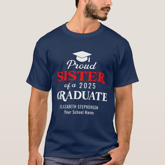T-shirt Fier Soeur de la famille de diplômés jumelés (Devant)