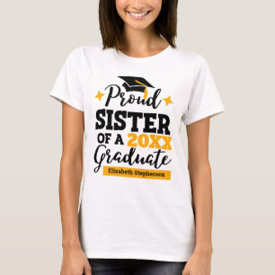 T-shirt Fier Soeur d'un casquette d'or noir diplômé 2022