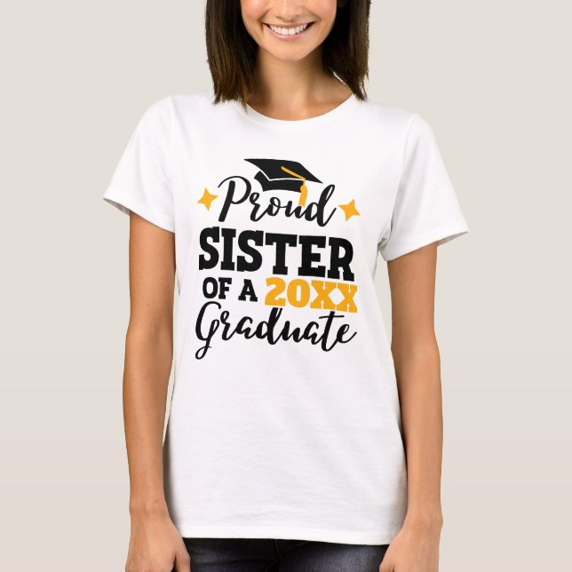 T-shirt Fier Soeur d'un casquette d'or noir diplômé 2022 (Devant)