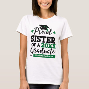 T-shirt Fier Soeur d'un casquette noir vert diplômé 2022