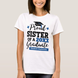 T-shirt Fier Soeur d'un diplômé de 2022 noir bleu casquett