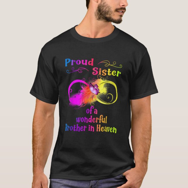 T-shirt Fier soeur d'un frère merveilleux au Ciel (Devant)
