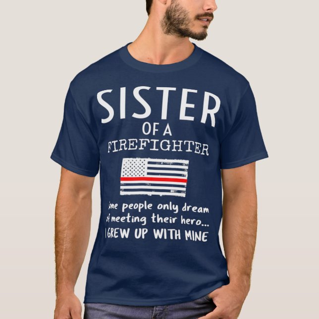 T-shirt Fier Soeur D'Un Pompier Mince Red Line US (Devant)