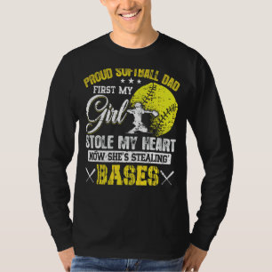 T-shirt Fier Softball Papa Girl Stole Mon Coeur Softball D