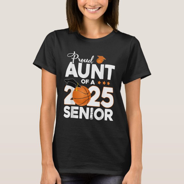 T-shirt Fier Tante D'Un Diplômé De Basket-Ball 2025 (Devant)