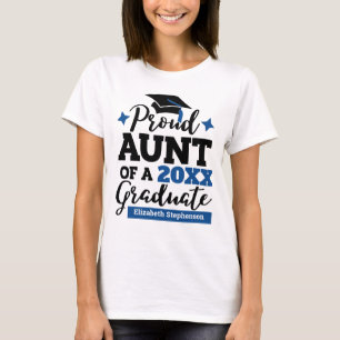 T-shirt Fier Tante d'un diplômé noir bleu