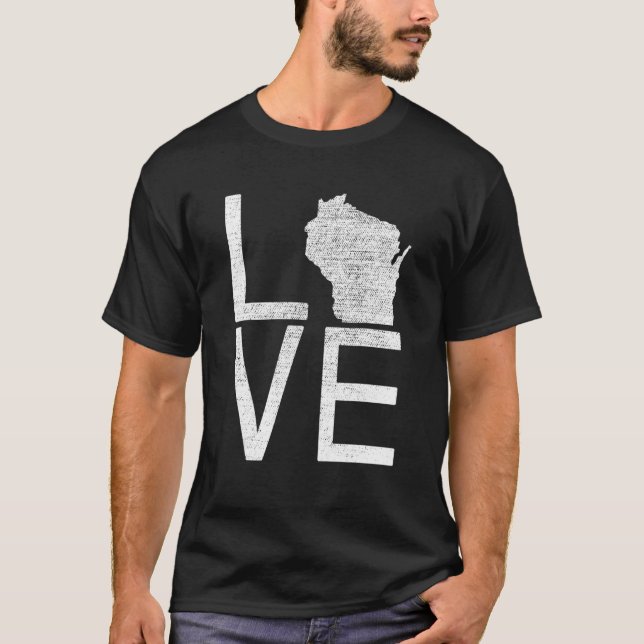 T-shirt Fier Usa Fan State Wisconsin Love Map Wisconsin (Devant)