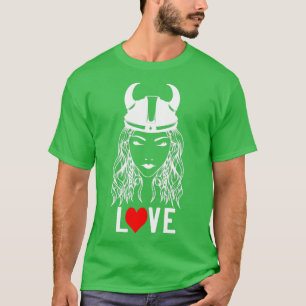 T-shirt Fier Viking Femme Avec Casque Et Amour 1