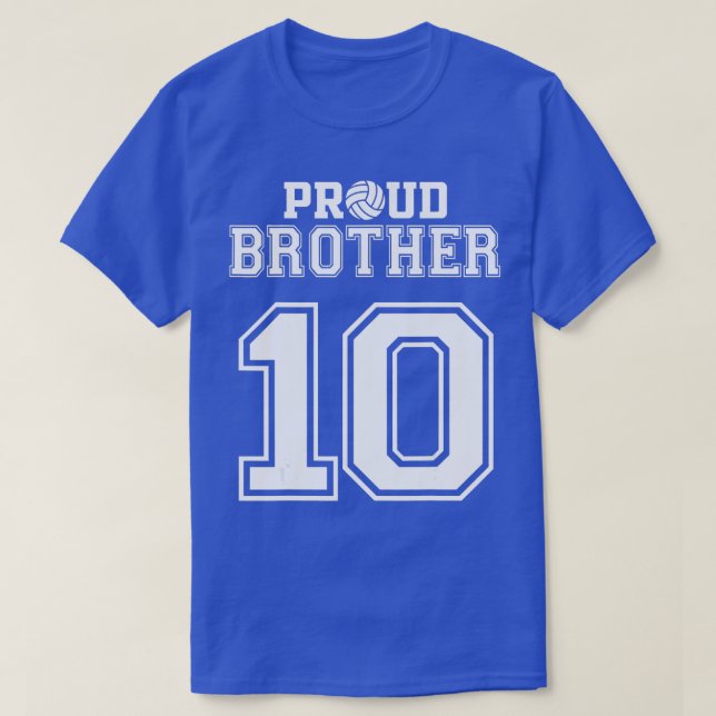 T-shirt Fier Volleyball Brother Numéro 10 Personnel (Design devant)