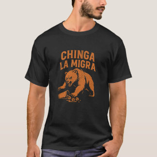 T-shirt Fierce Bear Protest – Chinga La Migra Bold Graphic