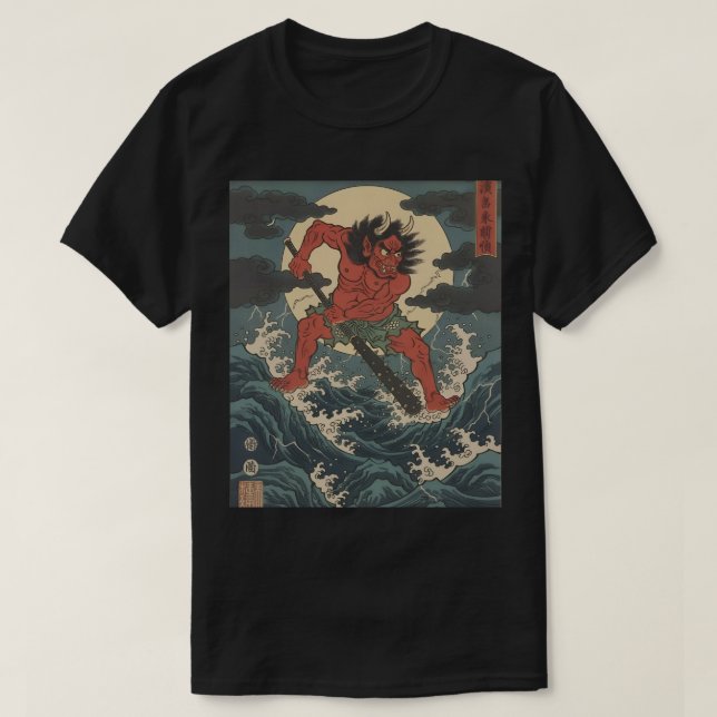 T-shirt Fierce Demon Warrior - Japonais Oni Club (Design devant)