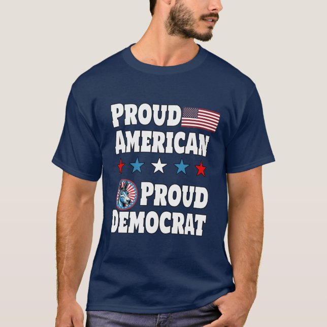 T-shirt Fière Américaine Fière Démocrate (Devant)