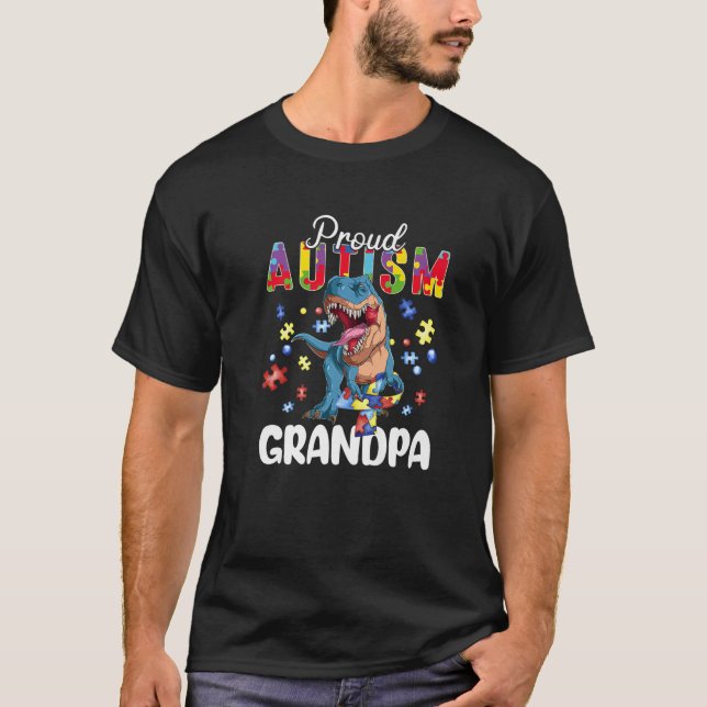 T-shirt Fière Autisme Grand-père Dinosaure T Rex Autisme (Devant)