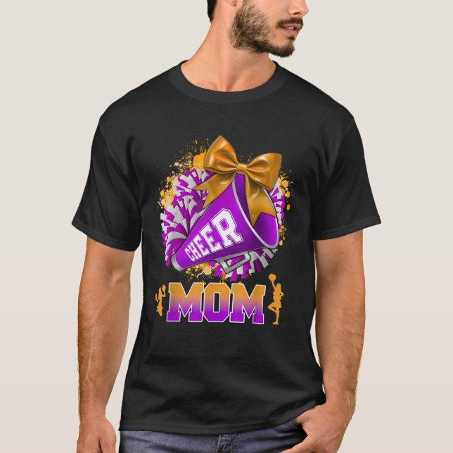 T-shirt Fière Cheval Maman Purple Or Pom Pom Mégaphone Coq (Devant)