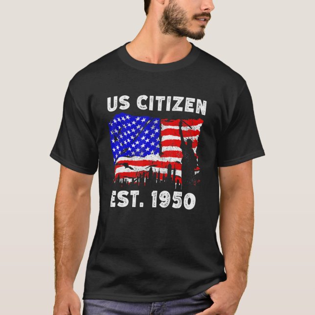 T-shirt Fière Citoyenne Américaine Est Depuis 1950 Pour Le (Devant)