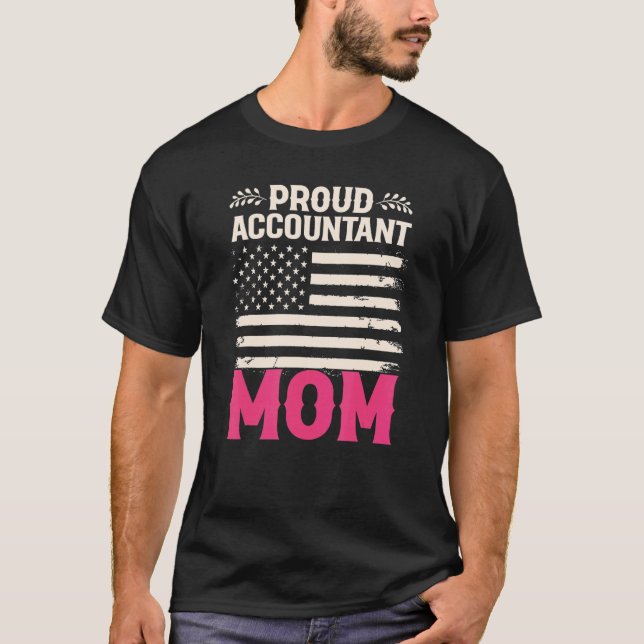T-shirt Fière Comptable Maman Comptabilité US Drapeau Mère (Devant)