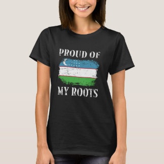T-shirt Fière De Mes Racines Ouzbeks Drapeau Ouzbek Ouzbék