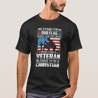 T-shirt Fière D'Être Un Vétéran Béni D'Être Un Chrétien