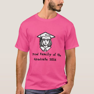 T-shirt fière Famille du diplômé 2024, rose
