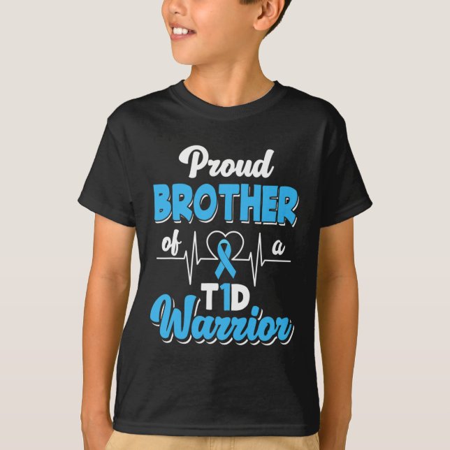 T-shirt Fière Frère D'Un Guerrier De T1D Diabète Diabétiqu (Devant)