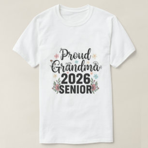 T-shirt Fière grand-mère d'un floral de remise de diplôme 