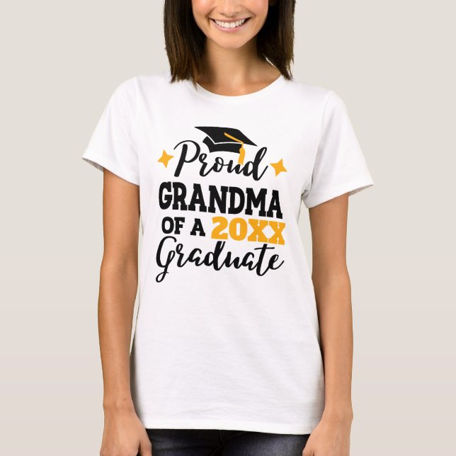 T-shirt Fière grand-mère d'une mannequin d'or noir diplômé (Devant)