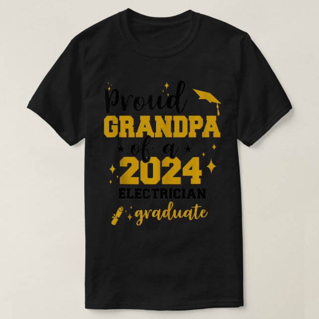 T-shirt Fière Grand-Père De 2024 Électricien Diplômé Senio (Design devant)