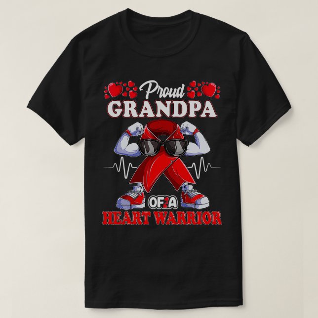 T-shirt Fière grand-père d'un guerrier du coeur CHD Sensib (Design devant)