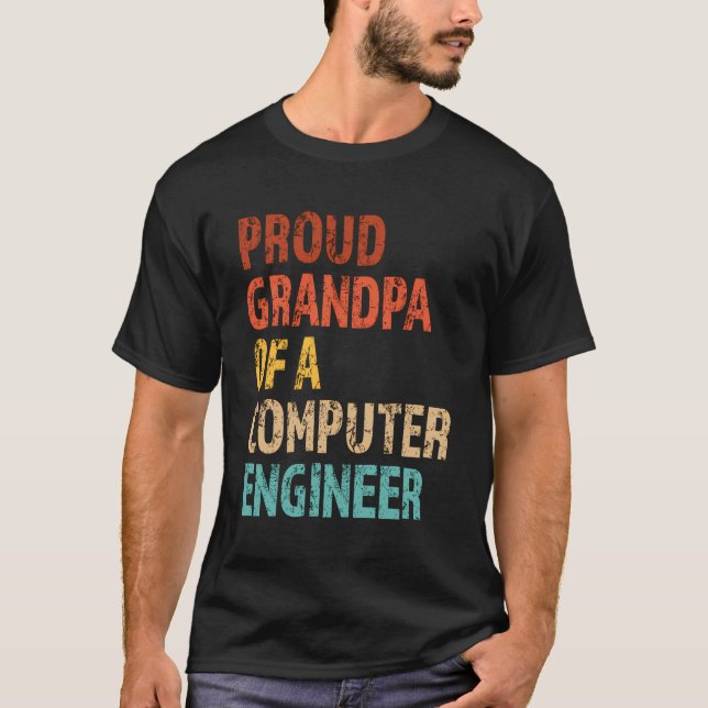 T-shirt Fière Grand-Père D'Un Ingénieur Informatique Typog (Devant)
