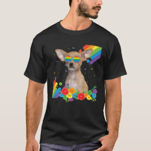T-shirt Fière LGBT Gay Chihuahua Dog Pride drapeau Rainbow