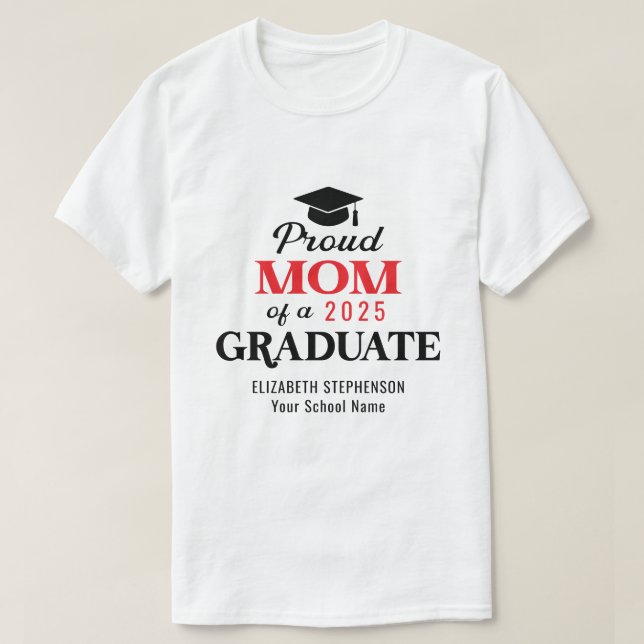 T-shirt Fière maman de la famille de diplômés jumelage (Design devant)
