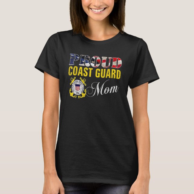 T-shirt Fière Maman De La Garde Côtière Avec Drapeau Améri (Devant)