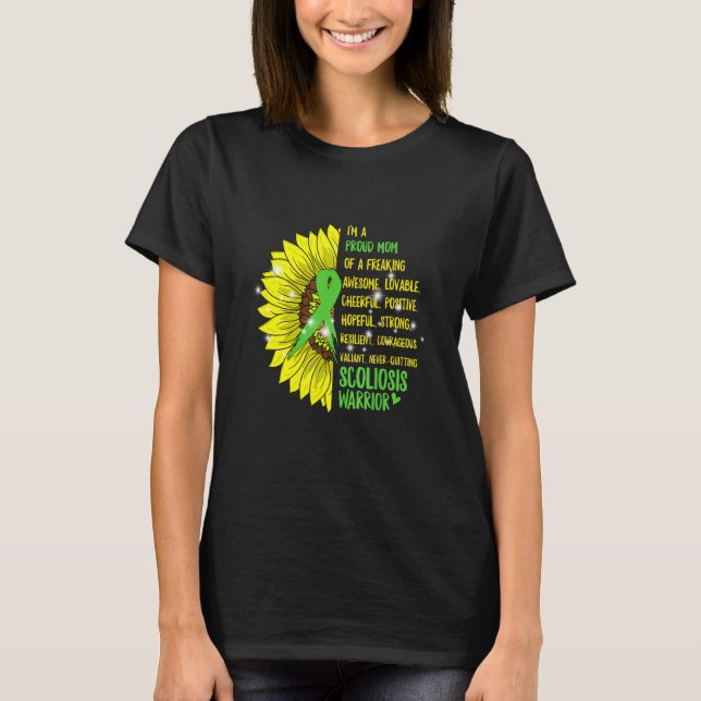 T-shirt Fière Maman De Scoliose Guerrier Mois De Sensibili (Devant)