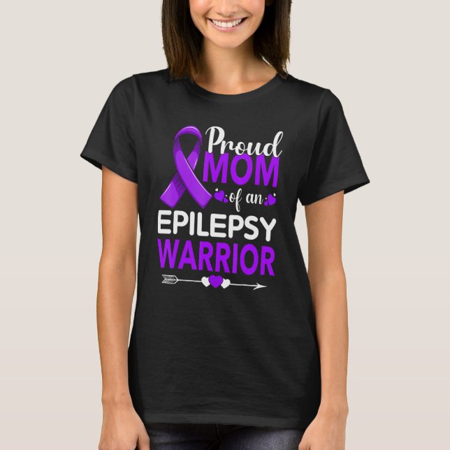 T-shirt Fière Maman D'Un Guerrier De L'Épilepsie Ruban Vio (Devant)