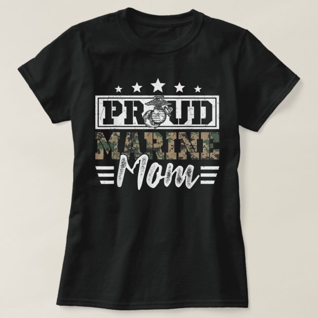 T-shirt Fière Marine Militaire Vétérinaire Maman Maman Mam (Design devant)