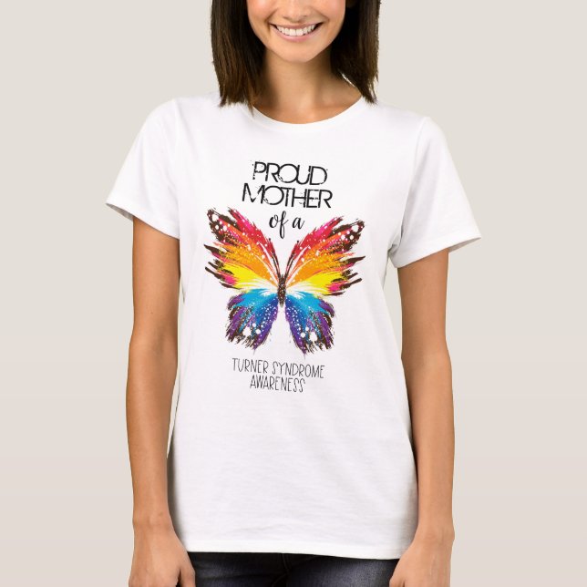 T-shirt Fière mère papillon Turner Sensibilisation au synd (Devant)