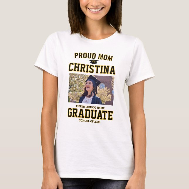 T-shirt Fière mère parent de l'étudiant de classe de 2025 (Devant)