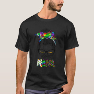T-shirt Fière Nana LGBT Pride Rainbow Messy Bun Hair Mothe