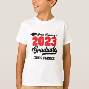 T-shirt Fière Nephew d'un Script Red Bold 2023 Graduate