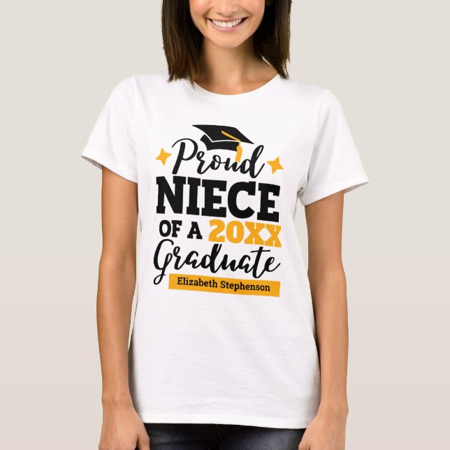 T-shirt Fière nièce d'un 2022 diplômé en or noir (Devant)