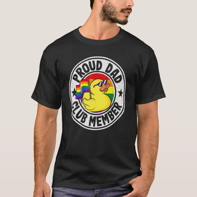 T-shirt Fière Papa Club Membre en caoutchouc Canard Arc-en (Devant)